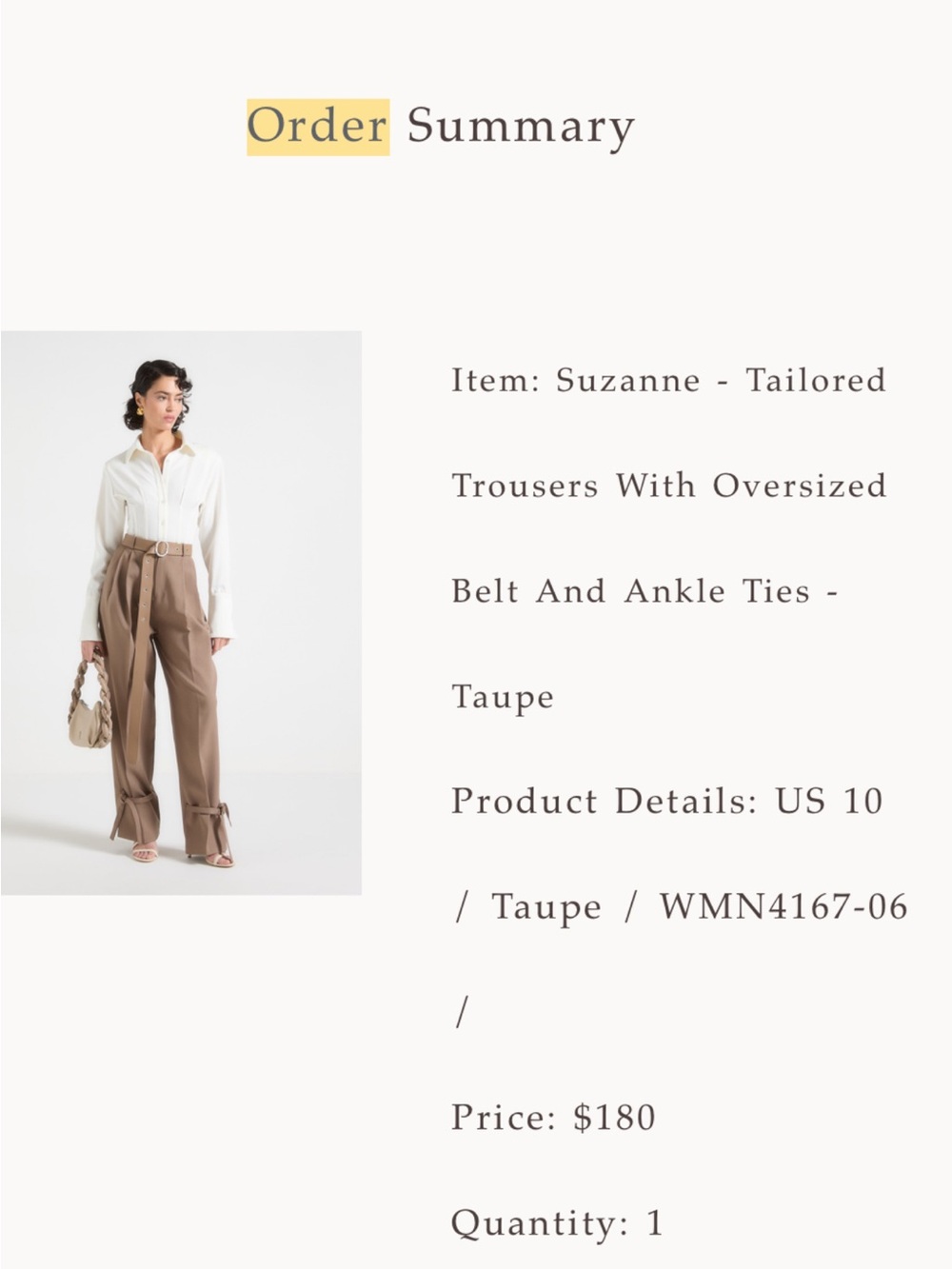 Maniere De Voir Suzanne tailored trouser with belt and ankle ties size 10 NWT - Picture 11 of 11